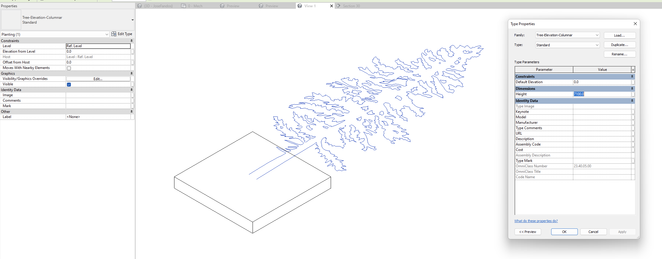 Revit nested sectional 2D Sectional DWG at 7100 mm.