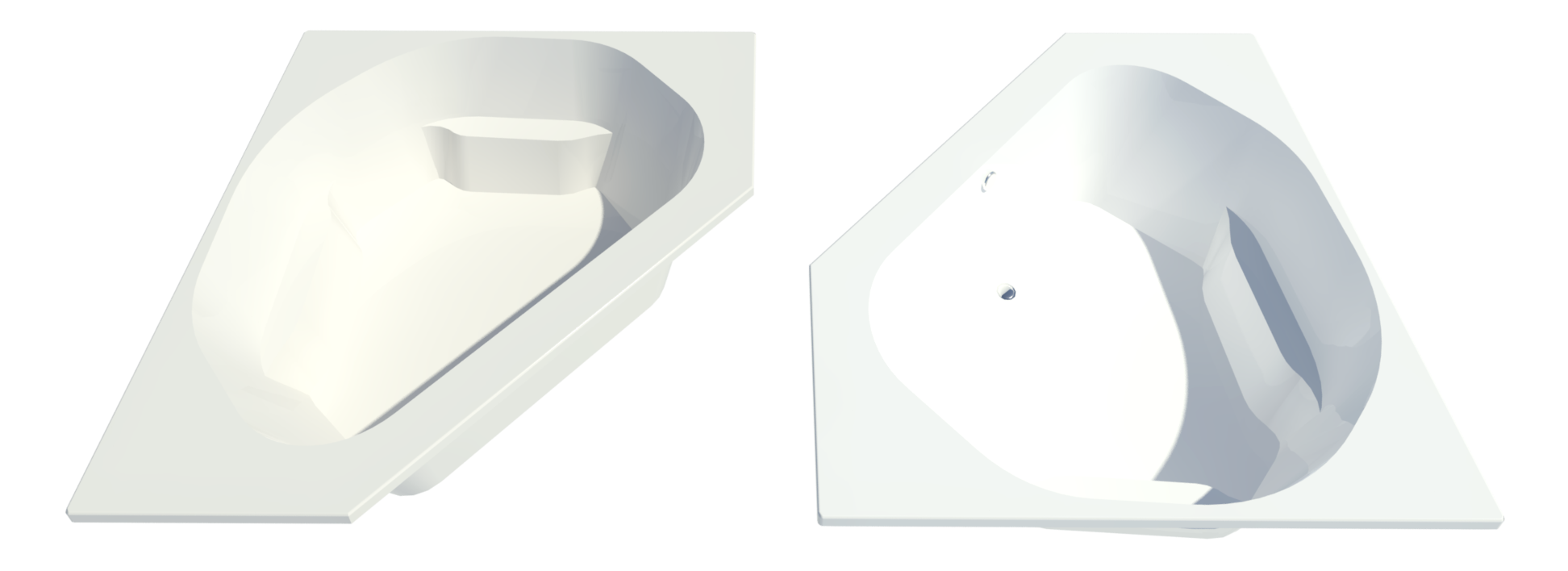 A Revit Raytrace render of two Americh’s Quantum 6060 drop-in bathtubs in almond and white finishes.