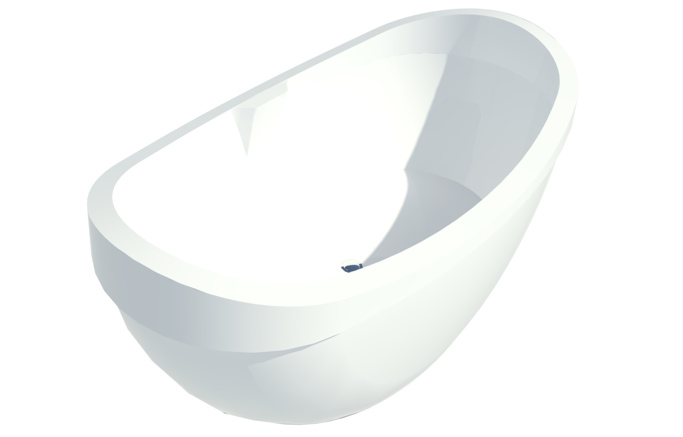 Revit raytrace showing a freestanding bathtub named Ava Duo from Mansfield in a white finish.
